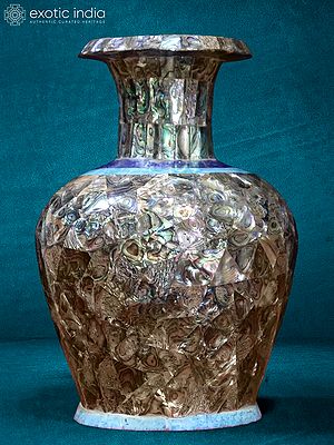 9” Designer Inlay White Marble Flower Vase | Handmade | Home Décor