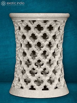 18” Jali Stand In Italian Marble | Handmade Designer Table | Home Décor