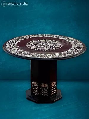 18” Stand In Kaddap Black Marble | Handmade Designer Round Table | Home Décor