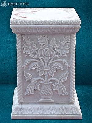 32” Stand In White Makrana Marble | Handmade | Home Décor
