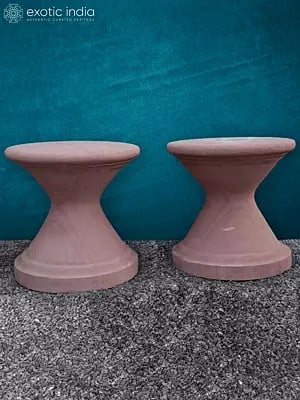 18” Pair Of Red Sandstone Stand | Handmade | Home Décor