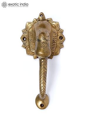 7" Elephant Design Brass Door Handle