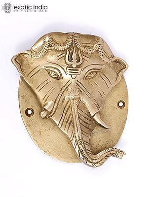 5" Peepal Leaf Ganesha Brass Door Knocker