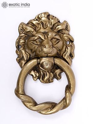 6" Lion Face Door Knocker in Brass