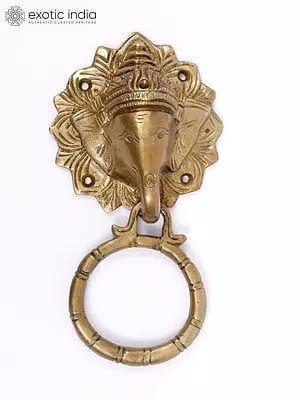 7" Lord Ganesha Door Knocker in Brass