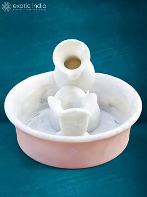 12” Marble Pot Water Fountain  | White Marble