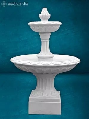 72" Marble Floral Water Fountain  | White Marble