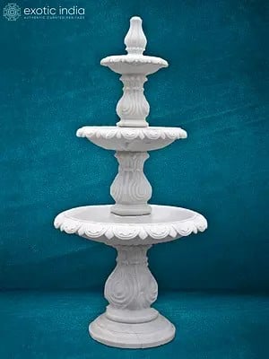 88" Marble Floral Water Fountain  | White Marble