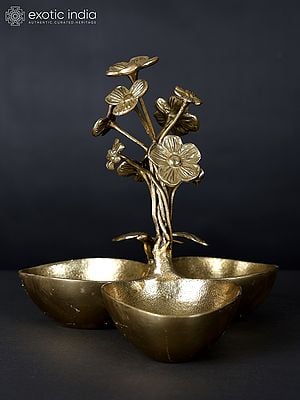 10" Flowers Design Three Bowls/Urli | Home Decor