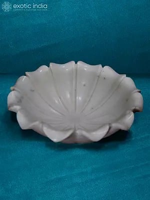 8” Rajasthan White Marble Flower Bowl | Decorative Bowl | Handmade