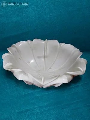 12” Flower Bowl In Rajasthan White Marble | Decorative Bowl | Kitchen Bowl