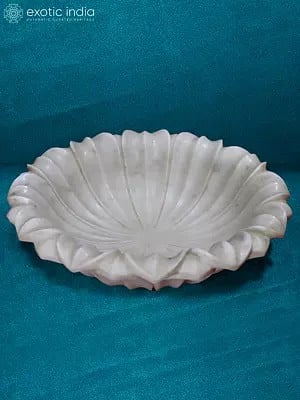 12” Rajasthan White Marble Bowl | Handmade | Decorative Bowl For Kitchen