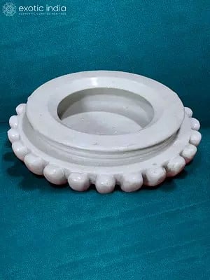 15” Bowl In Rajsthan White Marble | Designer Handmade Kitchen Bowl