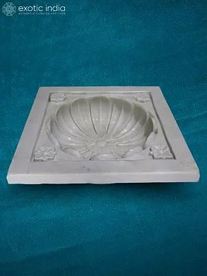 15” Rajasthan White Marble Flower Bowl | Handmade | Home Decor