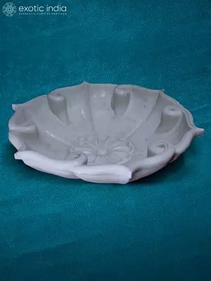 21” Flower Bowl In Rajasthan White Marble | Handmade | Kitchen Bowl