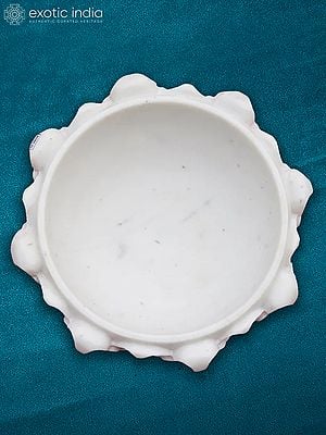 12” Rajasthan White Marble Bowl | Handmade | Designer Kitchen Bowl