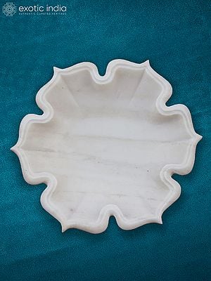 12” Flower Bowl In Rajasthan White Marble | Handmade | Decorative Bowl