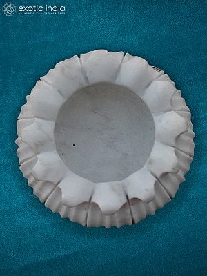 6” Flower Design Bowl In Rajasthan White Marble | Handmade | Decorative Bowl