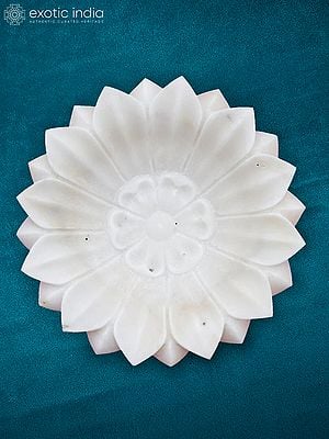 9” Bowl In Rajasthan White Marble | Handmade | Flower Design | Decorative Bowl