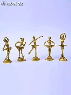 4" Small Brass Ballerinas Set | Table Decor