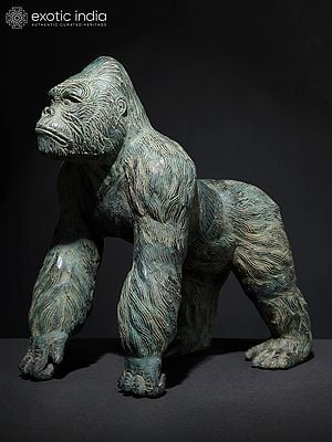 12" Gorilla Brass Statue from Indonesia