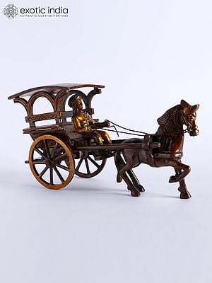 8" Vintage Horse Cart in Brass | Decorative Showpiece | Table Decor
