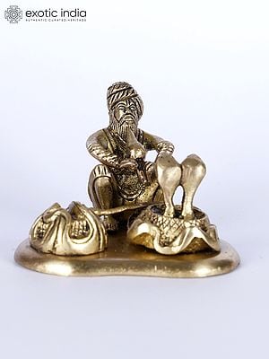 3" Small Indian Snake Charmer (Sapera) | Brass Statue | Table Decor