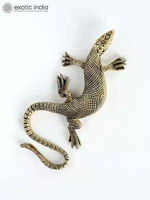 5" Brass Realistic Lizard Figurine | Wall Hanging and Table Piece Both