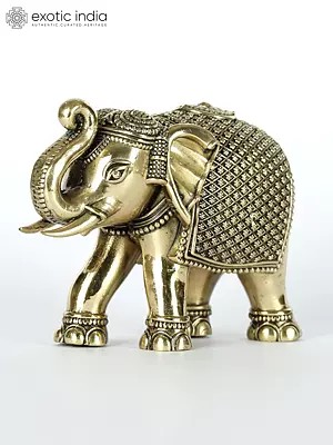 Small Superfine Decorative Elephant Statue with Upraised Trunk | Multiple Sizes Brass Table Decor