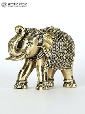 Small Superfine Decorative Elephant with Upraised Trunk (Multiple Sizes) | Brass Statue | Table Decor