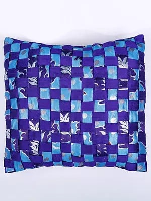Blueprint Ribbon Weave Pattern Silk Cushion Cover