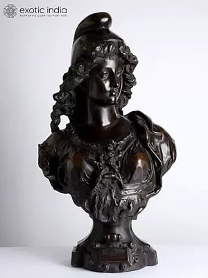 26" Joseph Charles Marin - Bust of a Nymph | Brass Sculpture