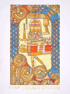 Multicolor Kashmiri Modern Art Wall-Hanging cum Carpet with Intricate Aari Embroidery