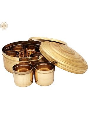 4.5" Traditional Spice Box | Masala Box | Traditional Masala Box | Brass Masala Box | Handmade | Made In India