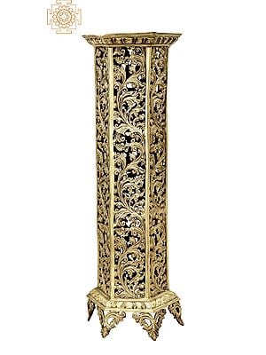30" Superfine Decorative Tower Pedestal | Hoysala Art | Made of Bronze | Handmade | Made In India
