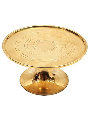 4" Brass Offering Plate with Stand | Handmade | Made in India