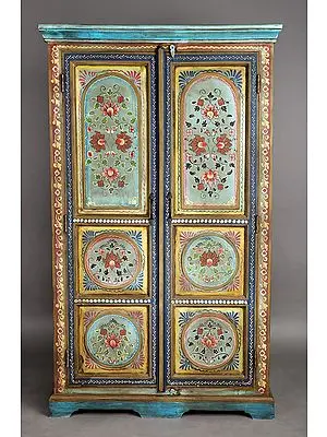 60" Wooden Cabinet with the Flowers Design | Wooden Cabinet | Handmade