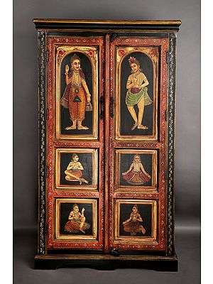 60" Traditional Wooden Cabinet | Handmade Art | Made in India