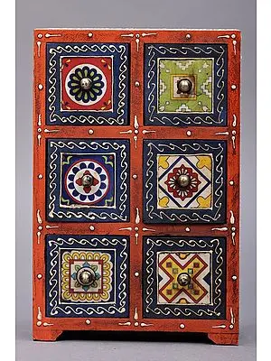 11" Hand Painted Decorated Boxes with Ceramic Tiles | Mango Wood | Handmade | Made in India
