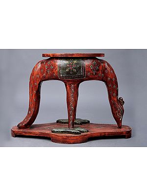 25" Decorative Hand Painted Wooden Peacock Table | Handmade Wooden Table | Made in India