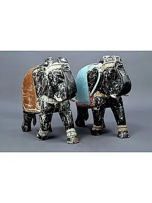 17" Wooden Decorative Pair Elephant | Wooden elephant | Handmade | Made In India