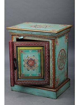 24" Decorative Hand Painted Wooden Table with Drawer | Wooden Table | Handmade | Made In India