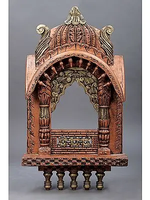 27" Hand Painted Temple Design Jharokha (Window) | Wood Jharokha | Handmade Art | Made In India