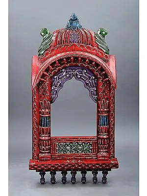 37" Large Hand Painted Temple Design Jharokha (Window) | Wood Jharokha | Handmade Art | Made In India