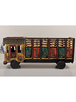 Hand Painted Decorative Wooden Truck | Handmade Art | Made in India