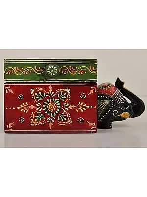 8" Small Hand Painted Elephant Decorated Boxes | Mango Wood | Handmade | Made In India