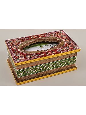 10" Hand Painted Tissue Box | Wooden Tissue Box | Handmade Art | Made in India