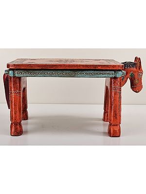 15" Decorative Hand Painted Wooden Horse Table | Handmade Wood Table | Made in India