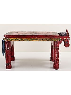 15" Decorative Hand Painted Wooden Horse Table | Handmade Wood Table | Made in India