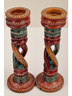 9" Decorative Colorful Candle Stand | Decorative Candle Stand (Pair) | Handmade Art | Made In India